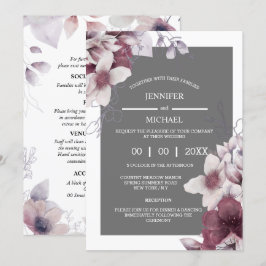 Convites Floral cinza roxa florada botânica silvestre