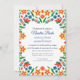 Convites Floral Colorful Botanical Flowers Spanish Wedding