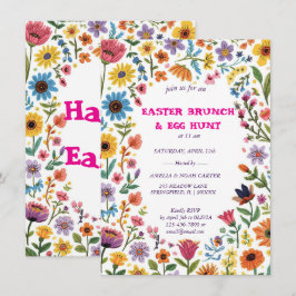Convites Floral Colorful Easter BRUNCH & HUNT