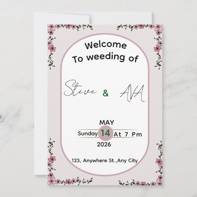 Convites Floral Colorful Elegant Wedding Invitation (Frente)