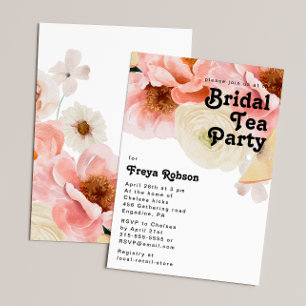 Convites Floral Colorida Negrito   Bridal Tea Party