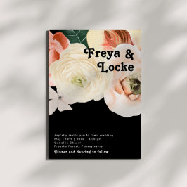 Convites Floral Colorida Negrito | Casamento Casual Negro