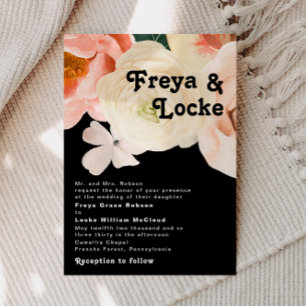 Convites Floral Colorida Negrito   Casamento Tradicional Ne