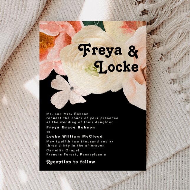 Convites Floral Colorida Negrito | Casamento Tradicional Ne (Criador carregado)