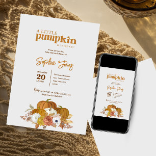 Convites Floral   Cor de Laranja   Chá de fraldas de Abóbor