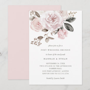 Convites Floral Cor-de-rosa   Brunch Posto Watercolor