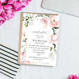 Convites Floral Cor-de-rosa e Eucalyptus Sweet 16 2B