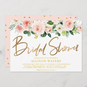 Convites floral cora o chá de panela