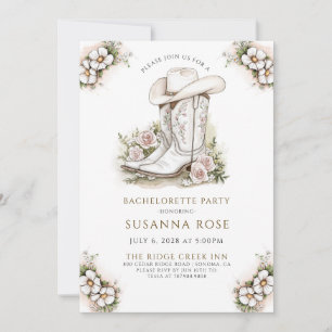 Convites Floral Cowgirl Hat Boots Festa de solteira