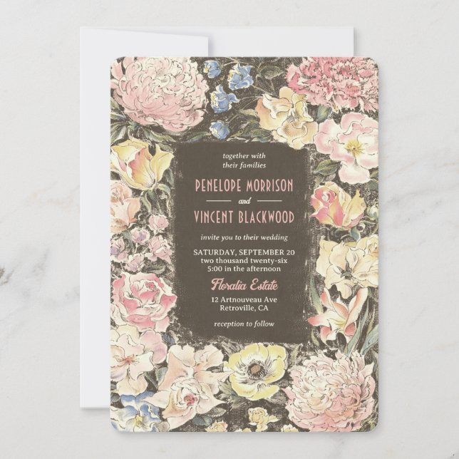 Convites Floral Crayon Art Wedding (Frente)