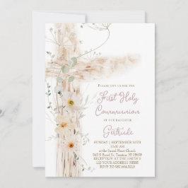 Convites floral cross First Holy Communion
