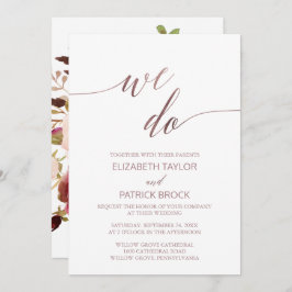 Convites Floral da Caligrafia Dourada Elegante Nós Fazemos 