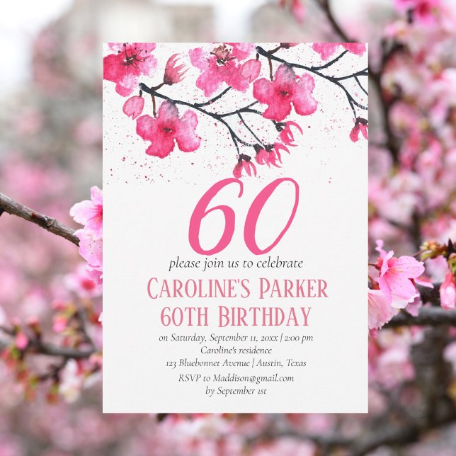 Convites Floral de 60º Aniversário do Blossom 60º Blossom C (Criador carregado)