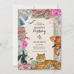 Convites Floral de animais selvagens, de colheita de aquare