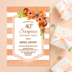 Convites Floral de aniversário de 40 anos de Surpresa com R