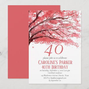 Convites Floral de aniversário de 40 anos do Flor de Flor d