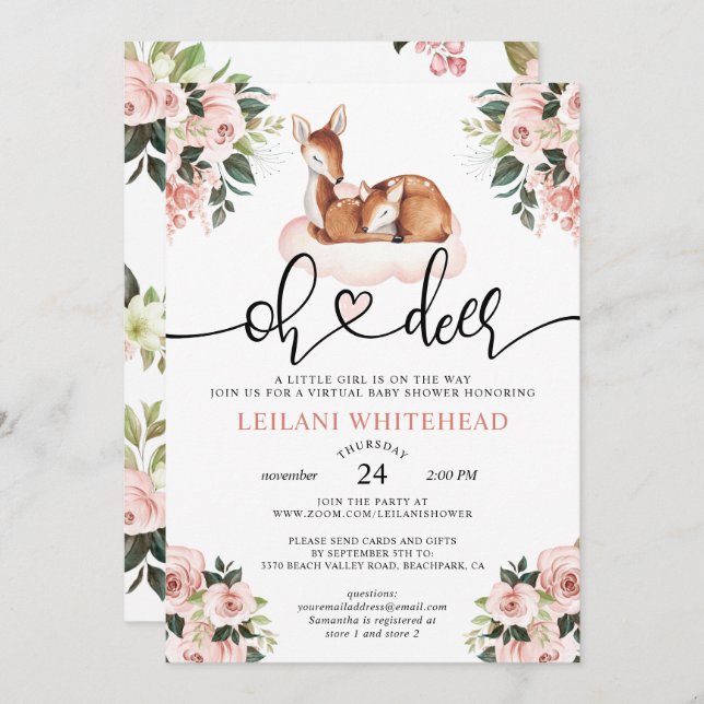 Convites Floral de Aquarela de Chá de fraldas de Cervejas V (Frente/Verso)