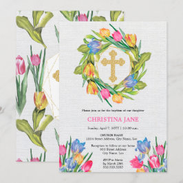 Convites Floral de Batismo Bonito