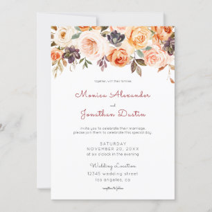 Convites Floral de Blush e Peach