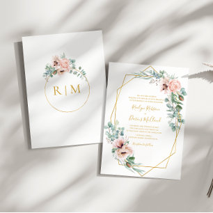 Convites Floral de Blush Elegante Casamento Tradicional
