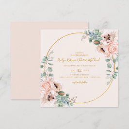 Convites Floral de Blush Elegante | Pastel Square Wedding