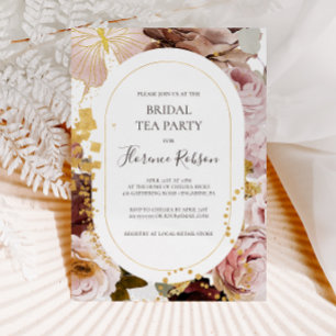 Convites Floral de Blush Moderno Bridal Tea Party