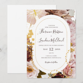 Convites Floral de Blush Moderno | Casamento de Quadros Cas