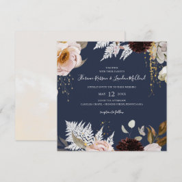 Convites Floral de Blush Moderno | Casamento quadrado Marin