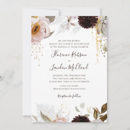 Convites Floral de Blush Moderno | Casamento Tradicional