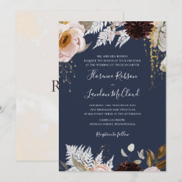 Convites Floral de Blush Moderno | Casamento Tradicional Ma