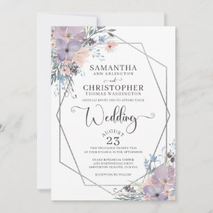 Convites Floral de Casamento de Flores Silvestres com Aquar