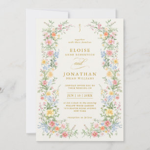 Convites Floral de Casamento Jardim da Primavera Ornado Pas
