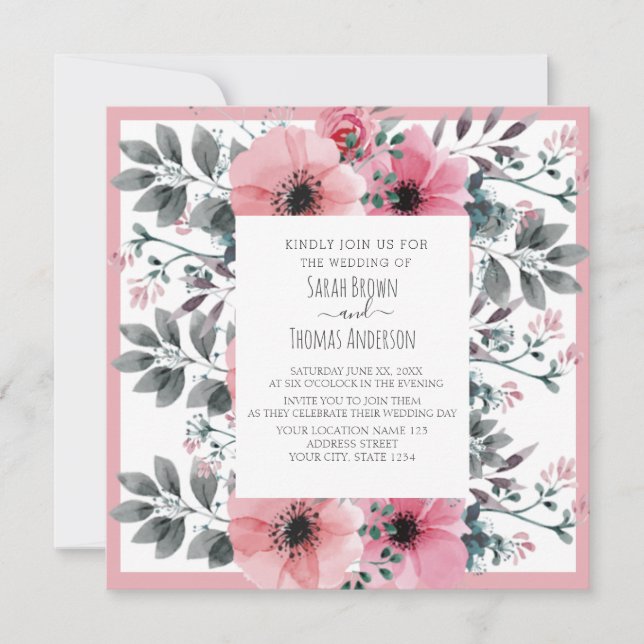 CONVITES FLORAL DE COR DA ÁGUA BRANCA DE PINCO (Frente)