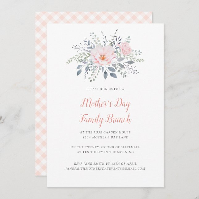 Convites Floral de Dia de as mães (Frente/Verso)