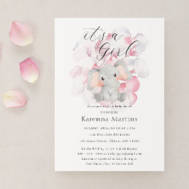 Convites Floral de Elefante Moderno É um Chá de fraldas de