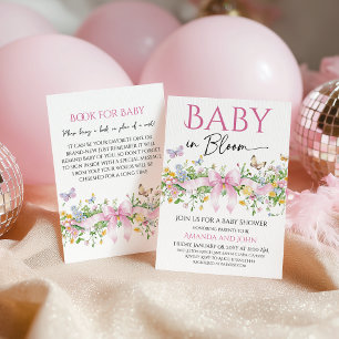 Convites Floral de Flor Silvestre Coquette Laço Baby Shower