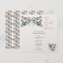 Floral de Folha Rosa e Teal