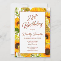 Floral de Girassol aniversário de 21 anos Moderno