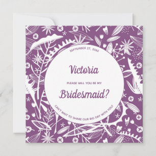 Convites Floral De Gráfico Roxo Moderno Seja Minha Coluna 