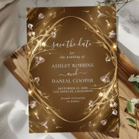 Floral de Grelha de Ouro Sparkly Salve a Data