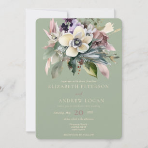 Convites Floral de Inverno Casamento de Fim de Ano