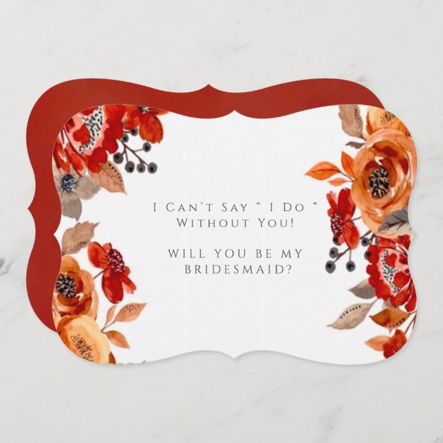 Convites Floral De Laranja Vermelho Escuro Você Será Minha  (Frente/Verso)