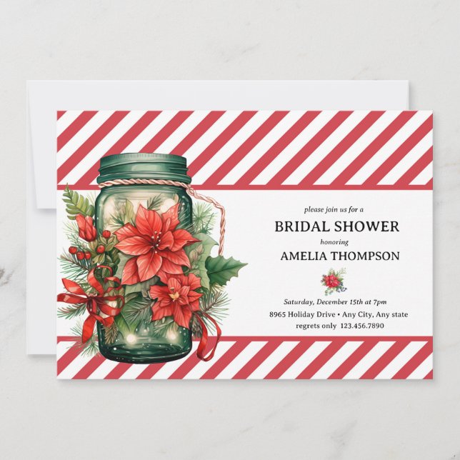 Convites Floral de Natal | Chá de Noiva de Natal (Frente)