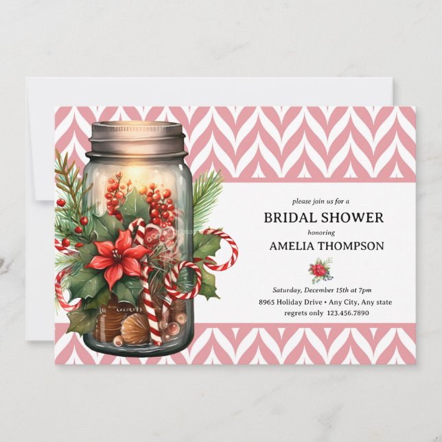 Convites Floral de Natal | Chá de Noiva de Natal (Frente)