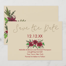 Convites Floral de Natal de Férias Salvar a Data