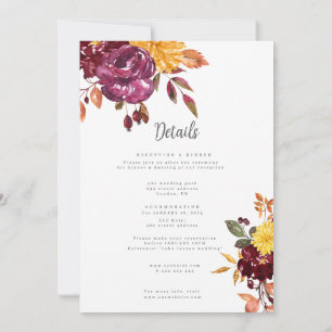 Convites Floral de outono com casamento de flores de aquare
