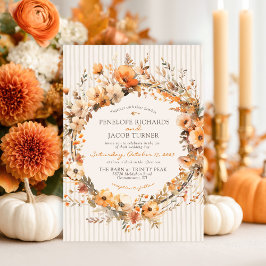 Convites Floral de Outono em Aquarela Casamento Marrom Bege