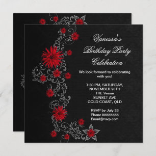 Convites Floral de Prata Negra bolsa mensageifesta de anive