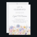 Convites Floral de Primavera de Aquarela de aniversário de<br><div class="desc">Um elegante arranjo floral de aquarela de flores de colheita decora a borda inferior deste convite de festas aniversário de 30 anos. As flores macias pastel são acentuadas pela arte moderna da linha.</div>
