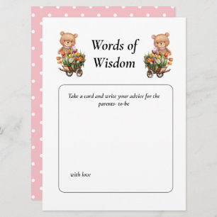 Convites Floral de Ursinho chá de fraldas